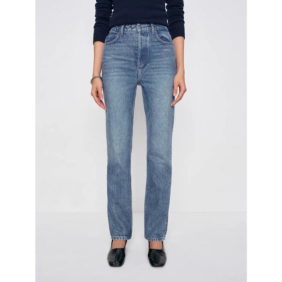 Reformation Cynthia High Rise Straight Long Jeans Colorado Wash Women’s Size 25 - Picture 1 of 13